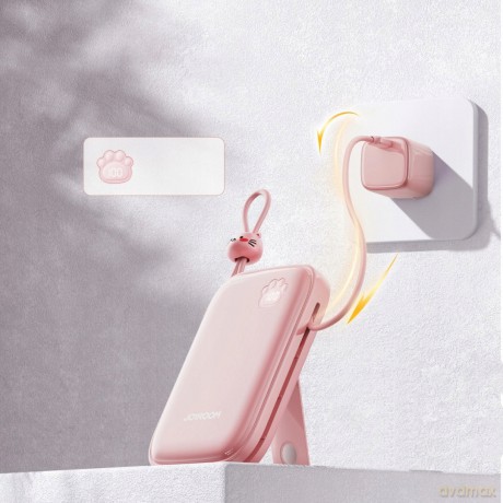 Powerbank Joyroom JR-L008 Plus Cutie Series 22.5W 20000mAh ze stojakiem + kabel USB-A - USB-C - różowy