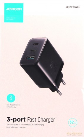 Szybka ładowarka Joyroom JR-TCF10 2x USB-C USB-A 32W - czarna