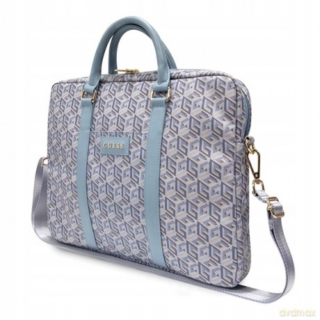 Torba Guess GCube Stripes na laptopa 16'' - niebieska