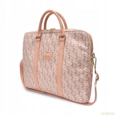 Torba Guess GCube Stripes na laptopa 16" - różowa