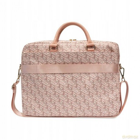 Torba Guess GCube Stripes na laptopa 16" - różowa