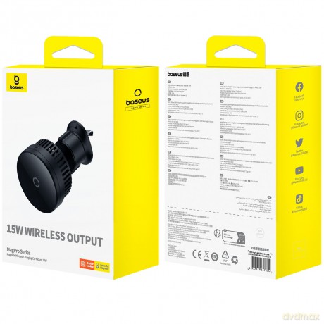 Uchwyt samochodowy Baseus MagPro Series z ładowarką indukcyjną 15W na kratkę nawiewu - czarny