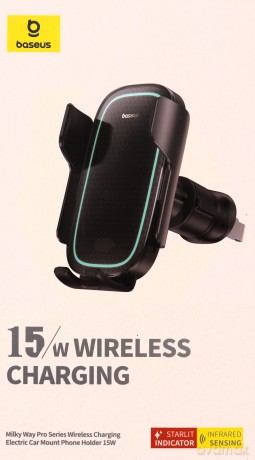 Uchwyt samochodowy Baseus Milky Way Pro Series BS-CM023 na kratkę nawiewu z ładowarką indukcyjną 15W - czarny