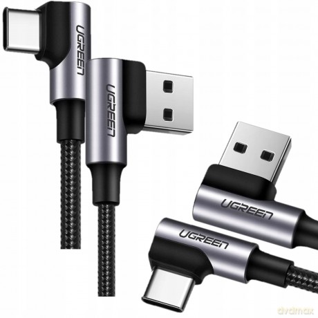 Ugreen kątowy kabel przewód USB - USB Typ C Quick Charge 3.0 QC3.0 3 A 0,5 m szary (US176 20855)