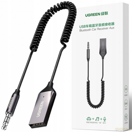 Ugreen odbiornik dźwięku Bluetooth 5.3 kabel USB adapter audio AUX jack czarny (70601 CM309)