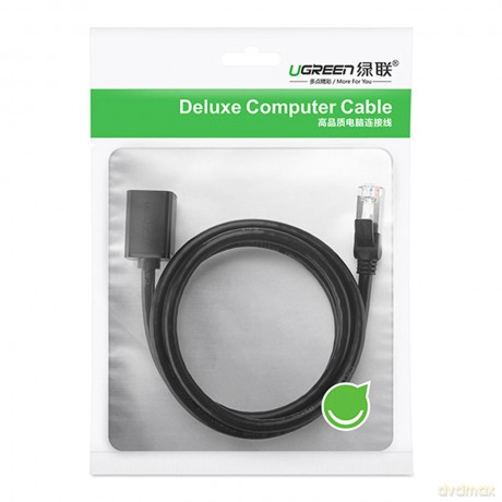 Ugreen przedłużacz kabel sieciowy internetowy Ethernet patchcord RJ45 F/UTP Cat. 6 1000Mb/s 1m czarny (NW112)