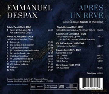 Emmanuel Despax: Apres Un Reve: Belle Epoque - Nights At The Piano [CD]