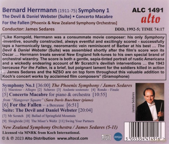 James Sedares: Bernard Herrmann Symphony No 1 Suite [CD]