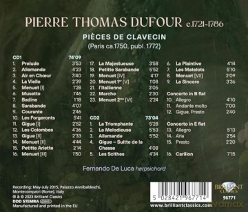 Fernando De Luca: Dufour: Pieces De Clavecin [CD]