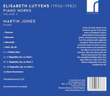 Martin Jones: Elisabeth Lutyens: Piano Works Volume 3 [CD]