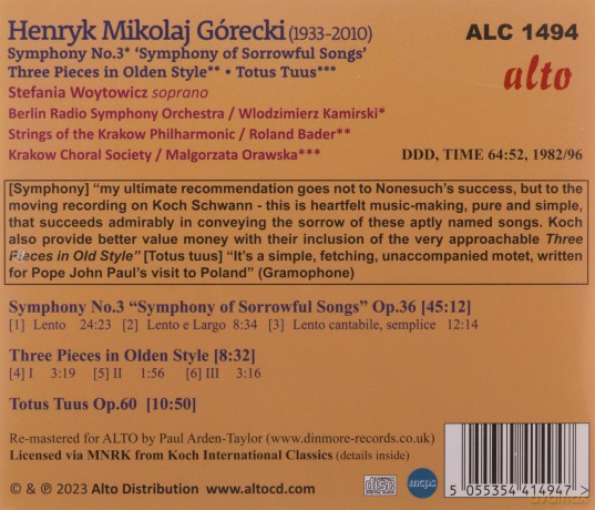 Stefania Woytowicz: Gorecki Symphony No 3 Sorrowful Songs [CD]