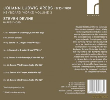 Steven Devine: Johann Ludwig Krebs: Keyboard Works Volume 3 [CD]