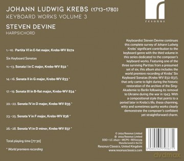 Steven Devine: Johann Ludwig Krebs: Keyboard Works Volume 3 [CD]