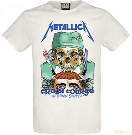 Metallica: Metallica-Crash Course In Brain Surgery Amplified Vintage White Small T Shirt