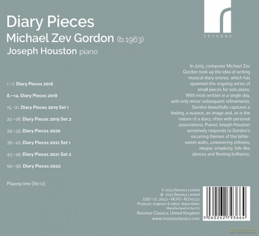 Joseph Houston: Michael Zev Gordon: Diary Pieces [CD]