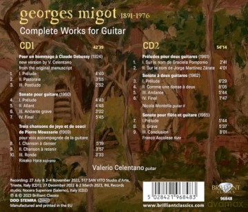 Valerio Celentano: Migot: Complete Works For Guitar [CD]