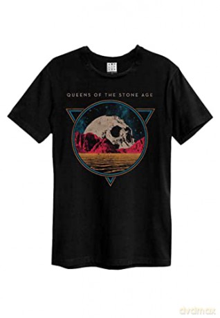 Queen Of The Stone Age: Queen Of The Stone Age Skull Planet Amplified Vintage Charcoal Medium T Shirt