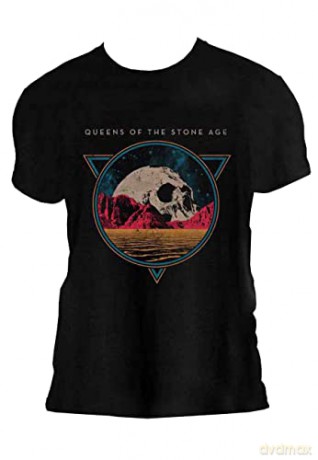 Queen Of The Stone Age: Queen Of The Stone Age Skull Planet Amplified Vintage Charcoal Medium T Shirt
