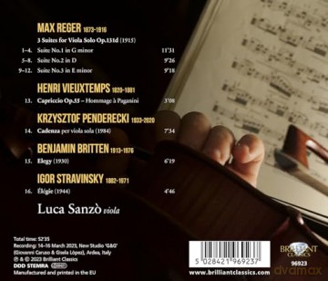 Luca Sanzo: Reger: 3 Suites For Viola Solo [CD]