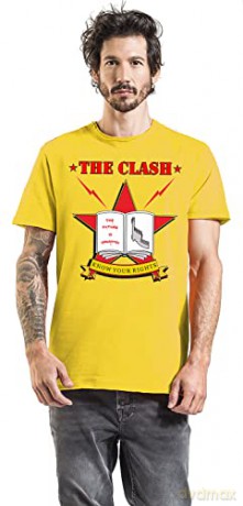 Clash: The Clash - Know Your Rights Amplified Vintage Yellow Medium T Shirt