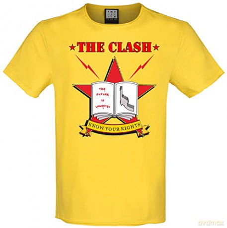 Clash: The Clash - Know Your Rights Amplified Vintage Yellow Medium T Shirt