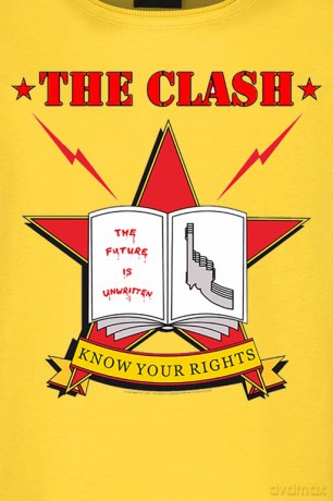 Clash: The Clash - Know Your Rights Amplified Vintage Yellow X Large T Shirt