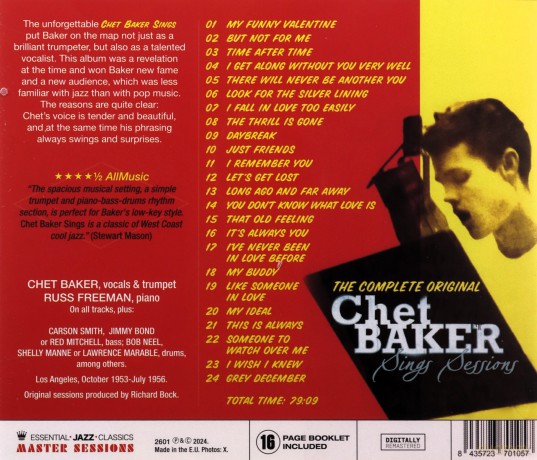 Chet Baker: The Complete Original Chet Baker Sings Sessions [CD]