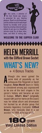 Helen Merrill: Whats New W/ The Clifford Brown Sextet (+4 Bonus Tracks) (Limited) [Winyl]