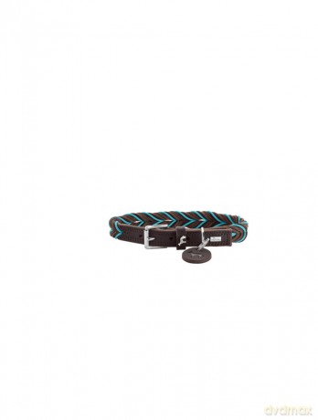 Hunter - Dogcollar Solid Education Cord S-M (50), dark brown/turquoise