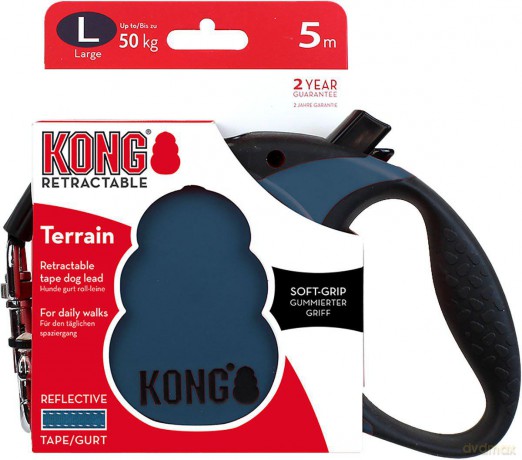 KONG - Retractable leash Terrain L 5M Tape Blue Max 50Kg