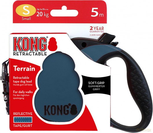 KONG - Retractable leash Terrain S 5M Tape Blue Max 20Kg