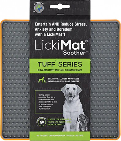 LICKIMAT - Dog Lick mat Soother Tuff Orange 20Cm