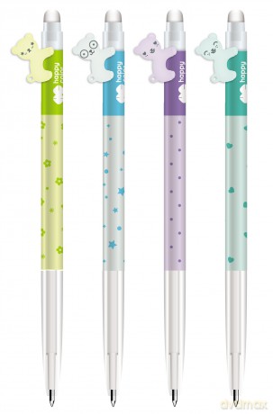 Długopis wymazywalny Hello Bears automatyczny 0.5mm niebieski Happy Color paczka 12 szt.