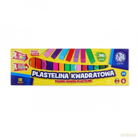 Plastelina kwadratowa Astra 18 kolorów