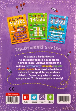 Zgadywanki 6-latka. krzyżówki, szyfrogramy, labirynty [KSIĄŻKA]