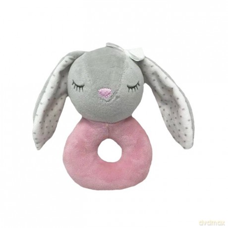 Grzechotka Króliczek 18 cm szara