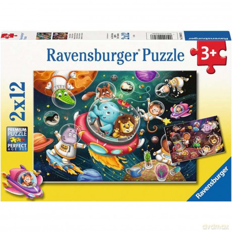 RAVENSBURGER Puzzle Animals In Space 2x12p [PUZZLE]