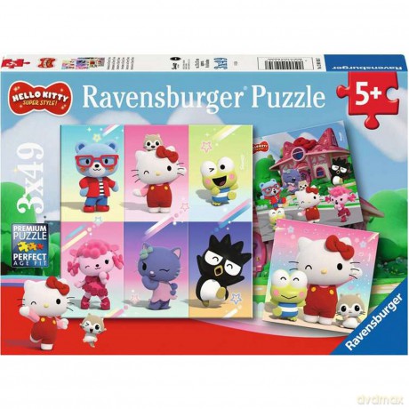 RAVENSBURGER Puzzle Hello Kitty Super Style 3x49p [PUZZLE]