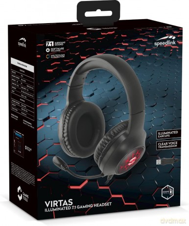Speedlink - VIRTAS Illuminated 7.1 Gaming Headset, black