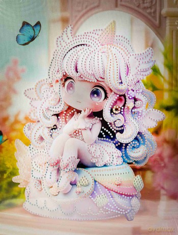 Diamentowa mozaika na ramie Słodka dziewczynka z motylem