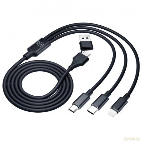 Kabel 3mk Hyper Cable 3in1 A/C to C/Micro/Lightning 1.5m black
