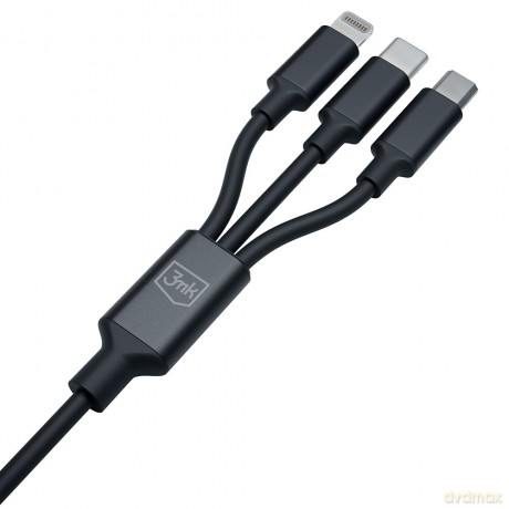 Kabel 3mk Hyper Cable 3in1 A/C to C/Micro/Lightning 1.5m black
