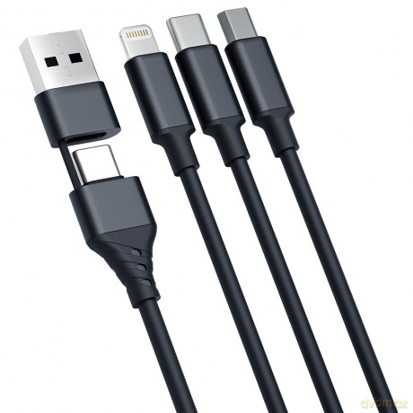 Kabel 3mk Hyper Cable 3in1 A/C to C/Micro/Lightning 1.5m black