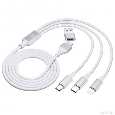 Kabel 3mk Hyper Cable 3in1 A/C to C/Micro/Lightning 1.5m White