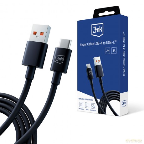 Kabel USB 3mk Hyper Cable A to C 1.2m 5A Black