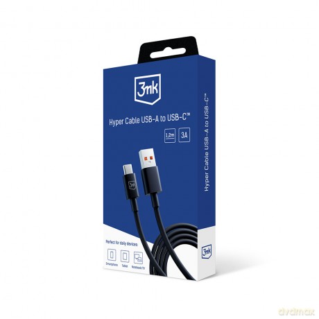 Kabel USB 3mk Hyper Cable A to C 1.2m 5A Black