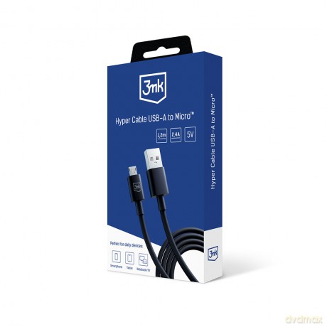 Kabel USB 3mk Hyper Cable A to Micro 1.2m 5V 2,4A Black