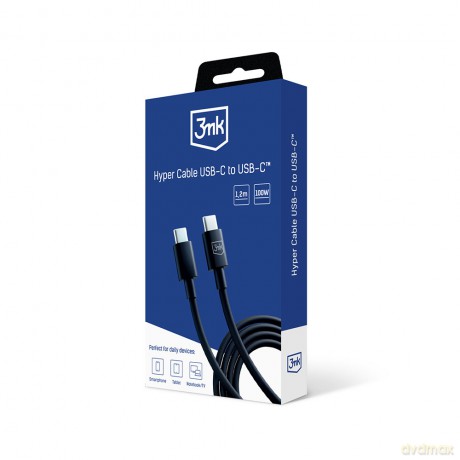 Kabel 3mk Hyper Cable C to C 100W 1.2m Black