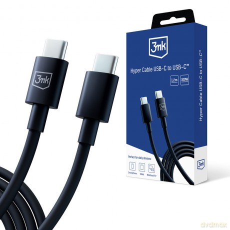 Kabel 3mk Hyper Cable C to C 100W 1.2m Black