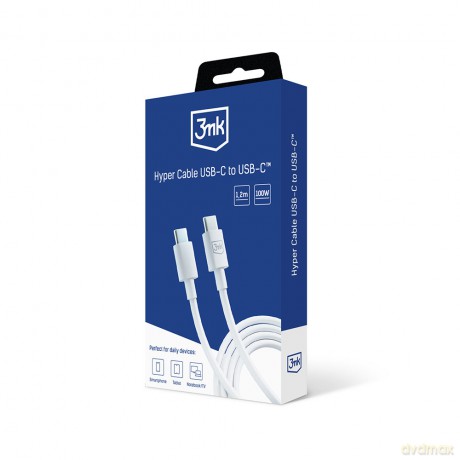 Kabel USB 3mk Hyper Cable C to C 100W 1.2m White
